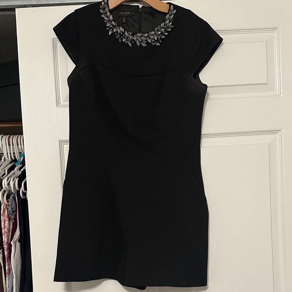 Ted Baker Black Romper with Embellished Neckline